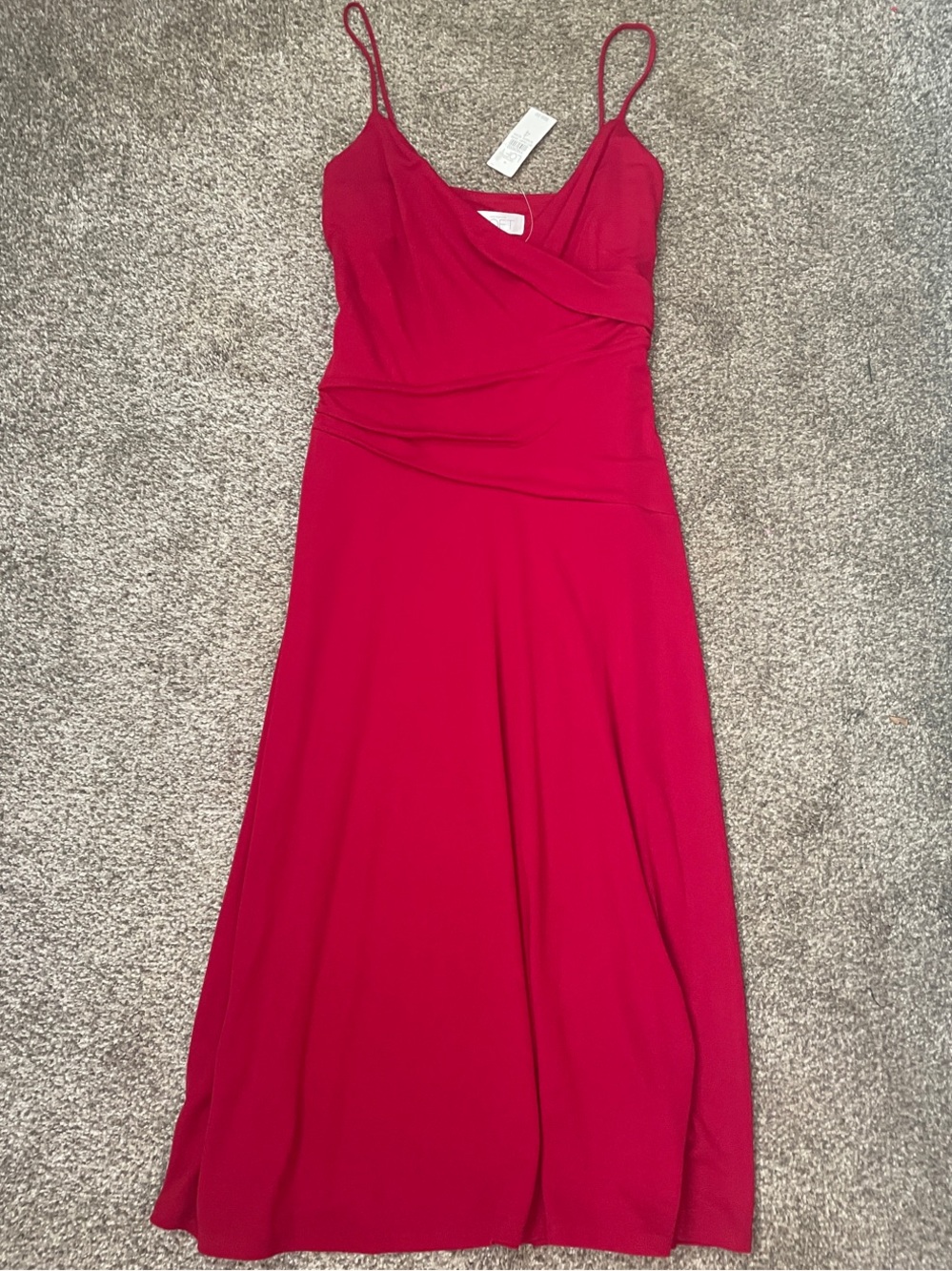 Loft Red Spaghetti Strap Gorgeous Midi Dress NWT 4!